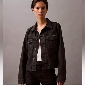 Calvin Klein Jeans classic Black Denim Trucker Jacket Size Small